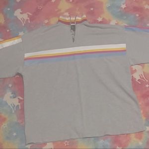 Gray Zip pullover stripe sweatshirt